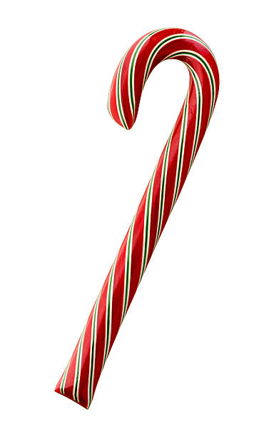 istock Red and Green Striped Candy Cane  with a clipping path 530322419