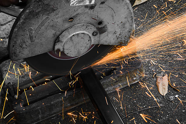 istock Machines for metal cutting with sparks light 530323677