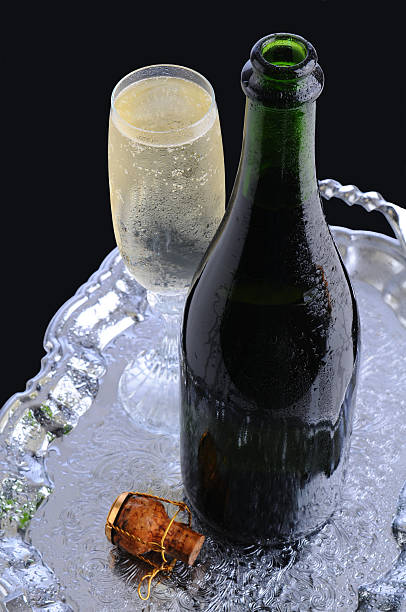 istock Champagne Bottle and Flute on Tray 530325375