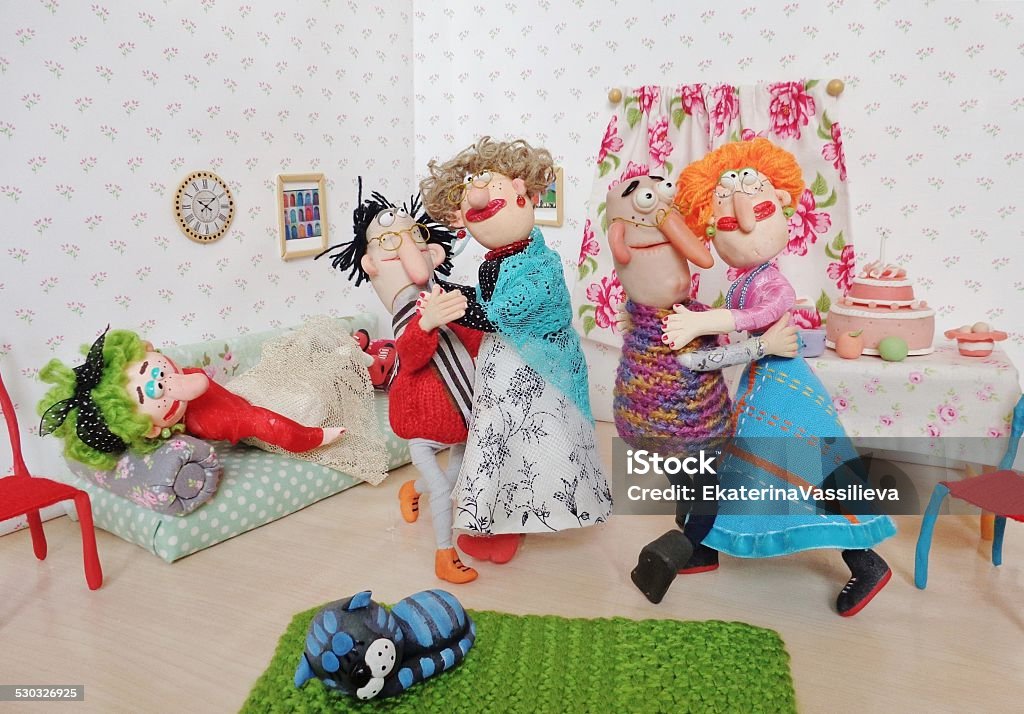 Dolls dancing Cold porcelain clay sculpted puppets Adult Stock Photo