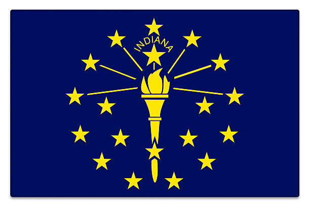 Gloss flag of Indiana on white stock photo