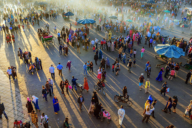 istock Evening Djemaa El Fna Square with Koutoubia Mosque, Marrakech, Morocco 530335893