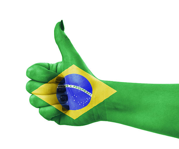 istock National flag of Brazil on hand 530340267