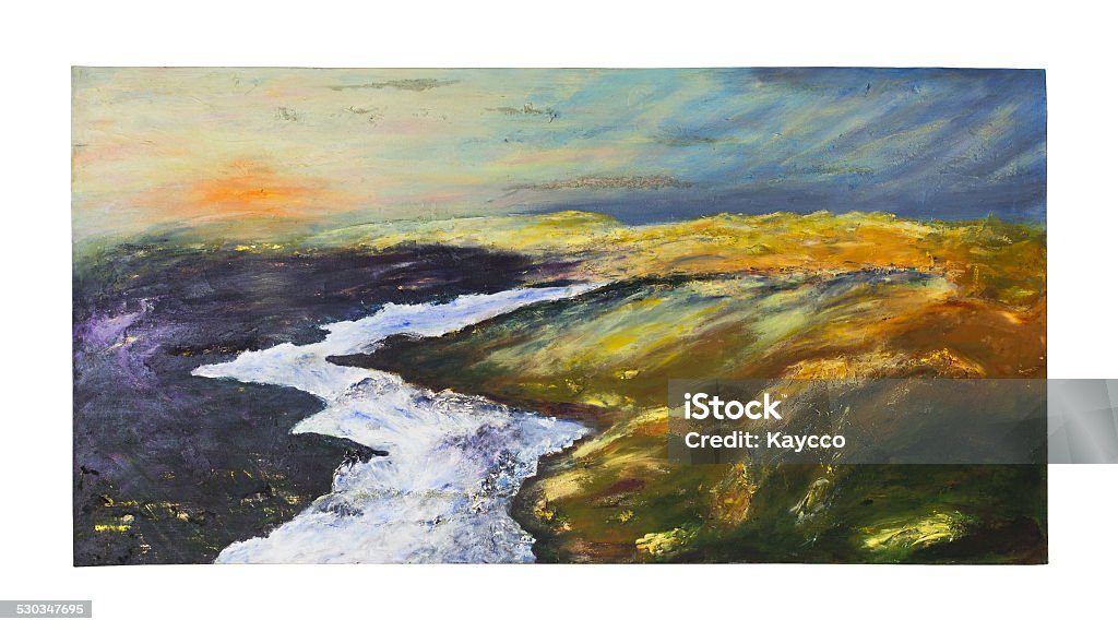 Landscape Painting Landscape with Mountains and River at Sunset Painting Abstract Stock Photo