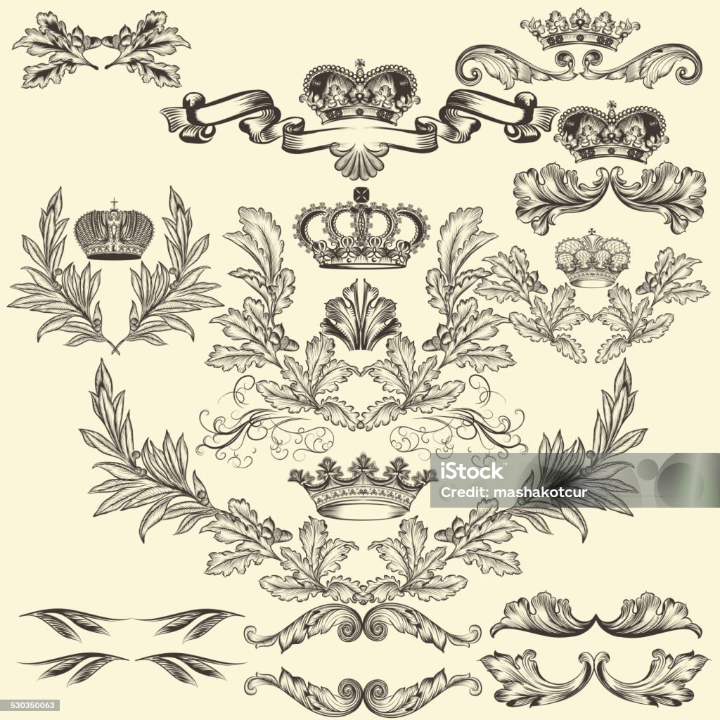 Collection of vector frames with crowns and  coat of arms Collection of heraldic frames in vintage style for design Coat Of Arms stock vector