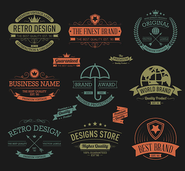 ilustraciones, imágenes clip art, dibujos animados e iconos de stock de vintage banners y fotogramas dibujados a mano vector set - ribbon retro revival old fashioned banner