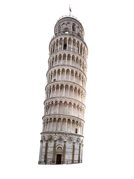 Leaning tower of Pisa separated on white background - cut out