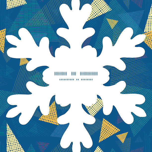 ilustraciones, imágenes clip art, dibujos animados e iconos de stock de vector abstract tela de triángulos christmas snowflake silhouette pattern bastidor de tarjeta - kleenex yellow white pink