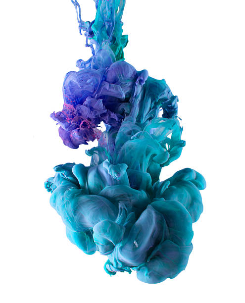 ink color drop, violet and blue stock photo