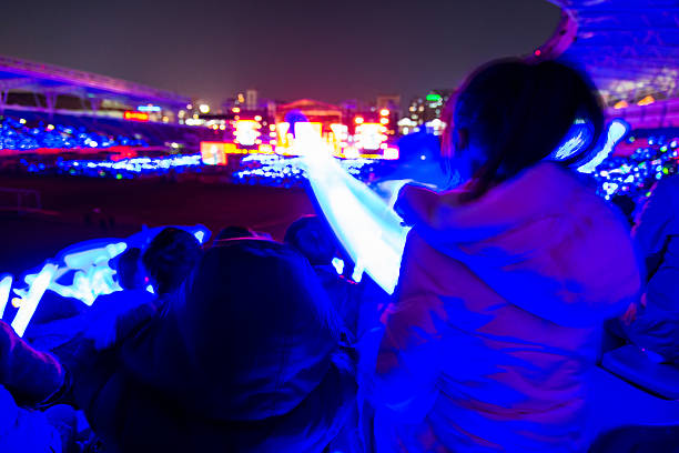Singapore - August 19, 2023: Laser, light, water and sound show. Wings of time performed on the beach in Sentosa.