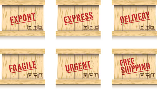 Wooden box Freight Transportation wood box stock illustrations