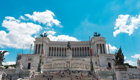 Rome's Piazza Venezia Up close, the Vittorio Emanuele Monument in Italy.