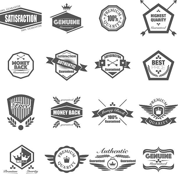 출입증 - shield shape sign design element stock illustrations