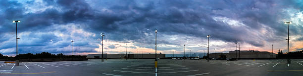 Panorama of an empty parking lot stock photo