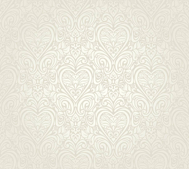 밝은 모더레이트 빈티지 플로럴 원활한 벽지용 배경기술 - swirl floral pattern scroll shape pattern stock illustrations