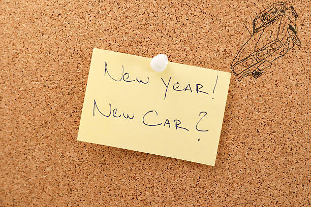 istock New year sticker new car 530367957