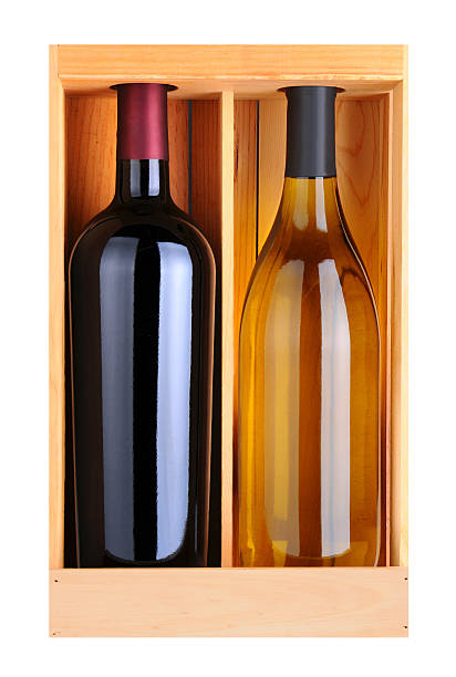 istock Cabernet and Chardonnay Bottles in Wood Box 530378003