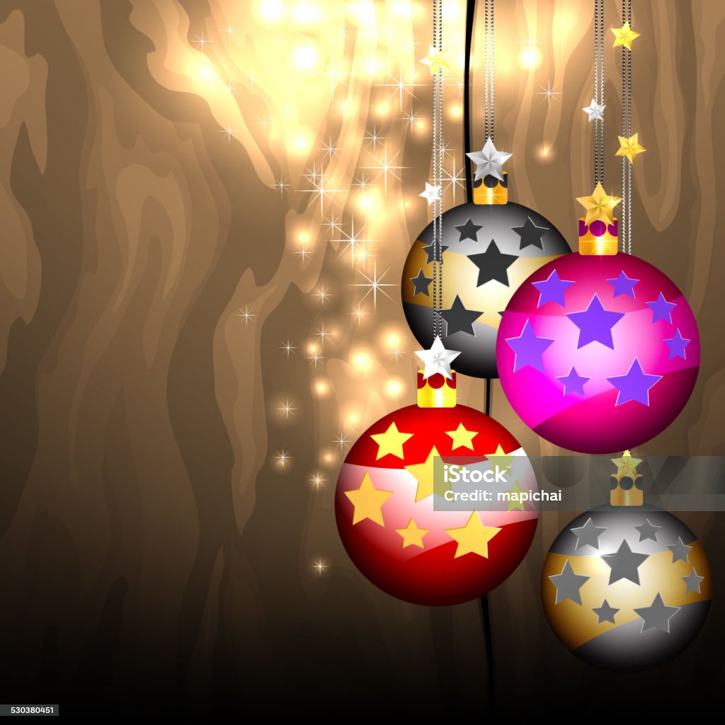 Glittering Christmas balls Beautiful glittering Christmas balls on wood vector background.Gradients used,illustration is an eps10 file and contains transparency effects Angle stock vector