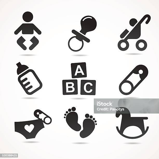Baby Icon Set Stock Illustration - Download Image Now - Baby - Human Age, Diaper, Symbol