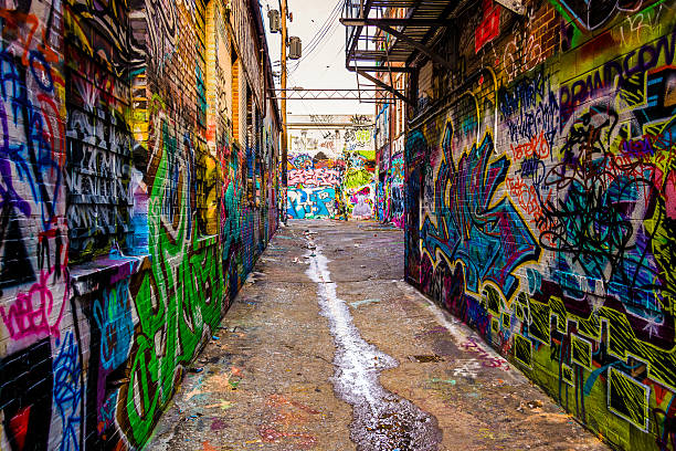 Graffiti Alley, in Baltimore, Maryland. stock photo