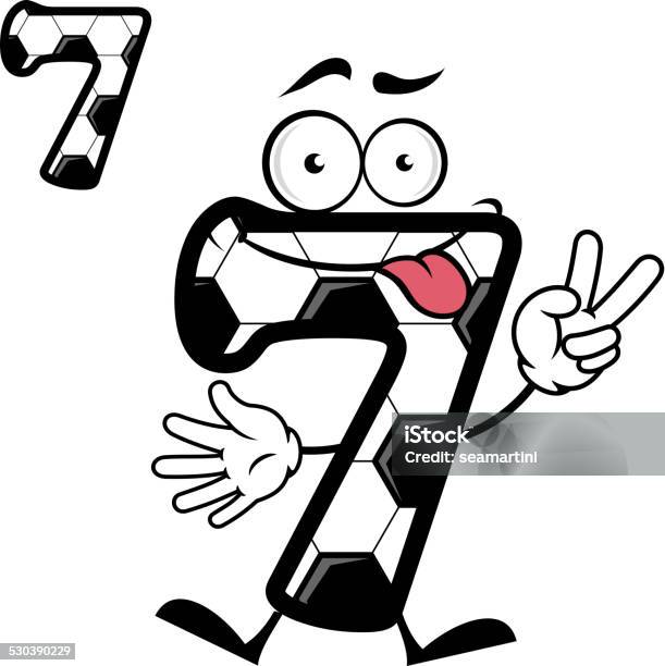 Funny Number Seven With Victory Sign Stock Illustration - Download Image Now - Abstract, Alphabet, Aspirations