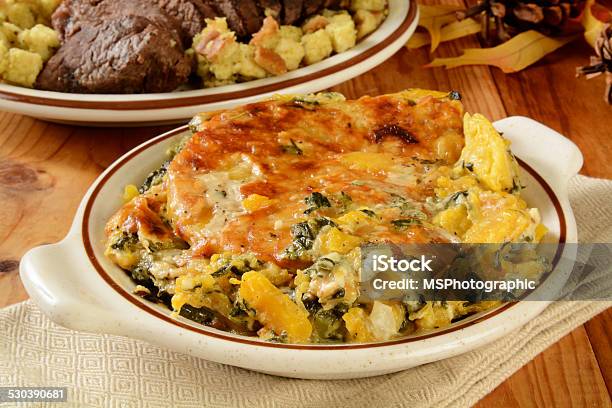 Butternut Squash And Spinach Gratin Stock Photo - Download Image Now - Butternut Squash, Casserole, Gratin