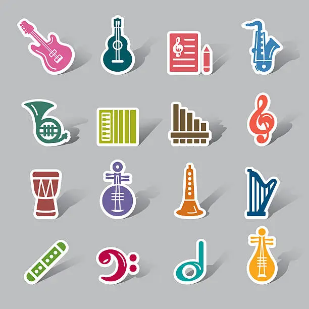 Vector illustration of Music Color Icon Label