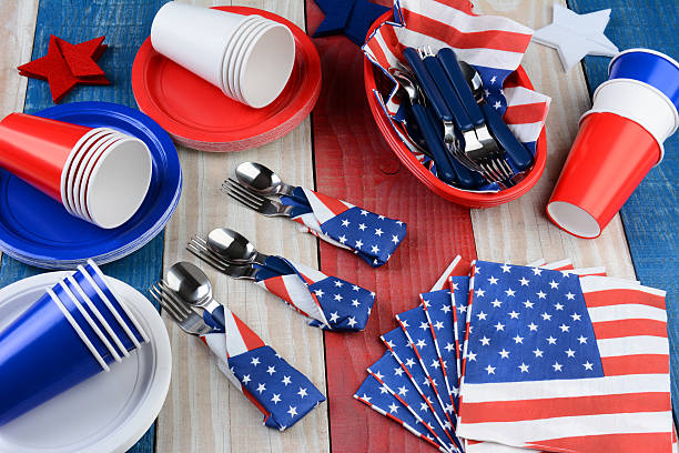 istock Picnic Table Setting Fourth of July 530392173