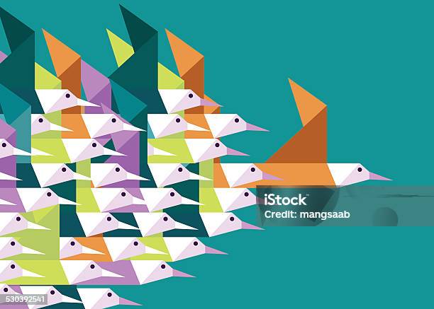 Geometric Group Of Birds Stock Illustration - Download Image Now - Leadership, The Way Forward, Bird