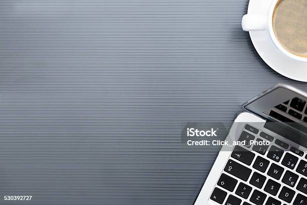 Laptop And Cup Of Coffee Stock Photo - Download Image Now - Backgrounds, Black Color, Business