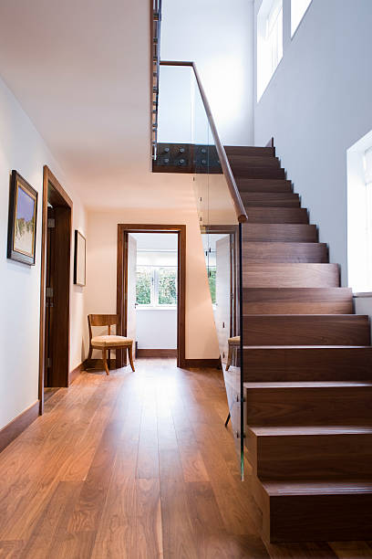 istock Wooden Staircase In House 530393299