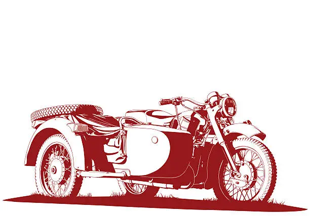 Vector illustration of motorbike sidecar illustration