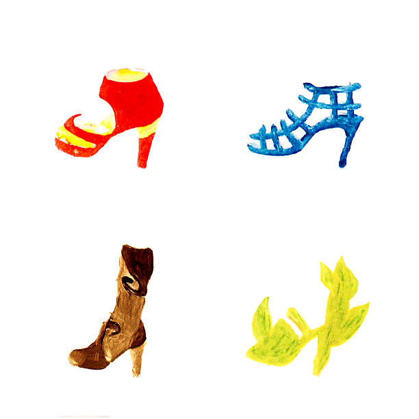 fashion illustration - pretty shoes shoes drawing gladiator shoe stock illustrations