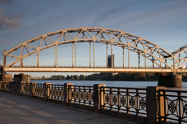 istock Railway Bridge and Embankment; River Daugava; Riga 530402189