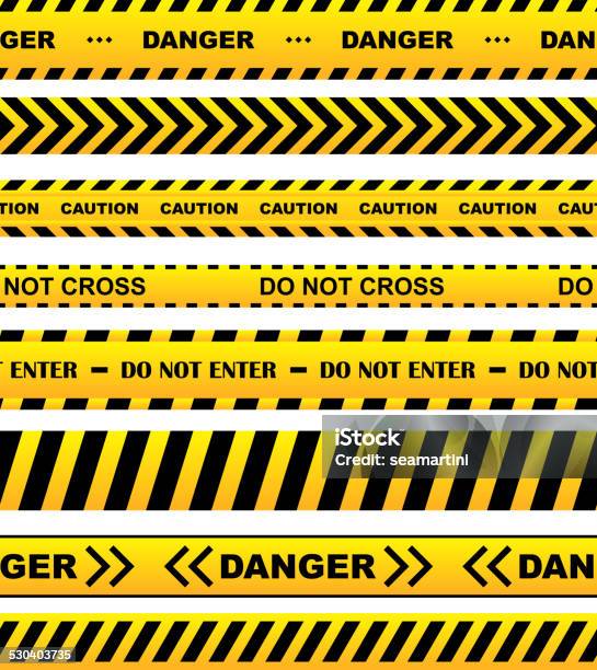 Yellow Warning Tapes Set Stock Illustration - Download Image Now - Accessibility, Accidents and Disasters, At The Edge Of