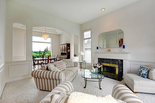 istock Bright living room in luxury house 530404463