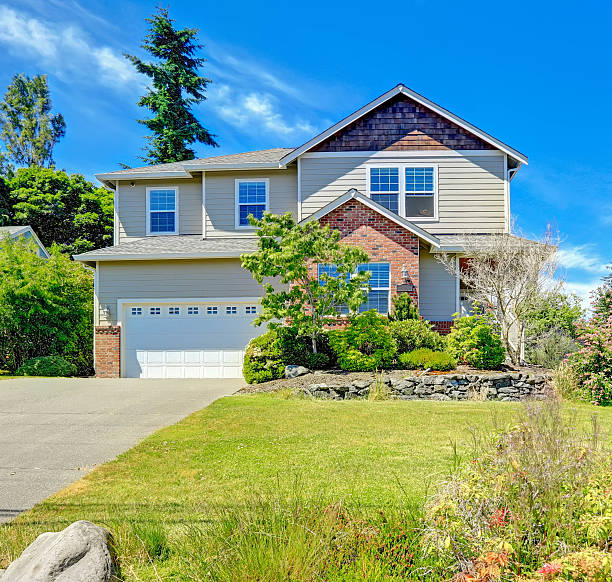 istock House exterior with brick trim 530405045