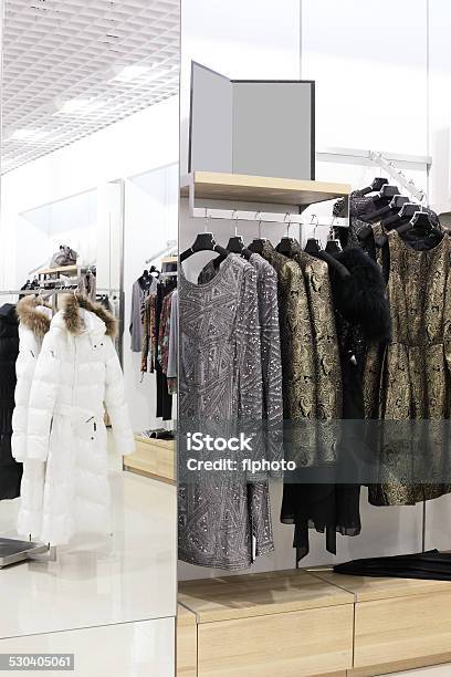 Brand New Interior Of Cloth Store Stock Photo - Download Image Now - Arts Culture and Entertainment, Backgrounds, Black Color