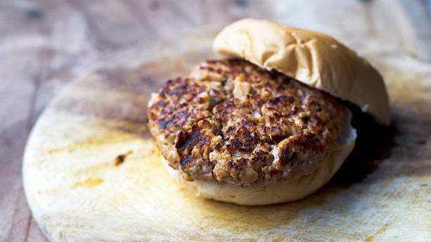 Pork burger with homemade stock photo