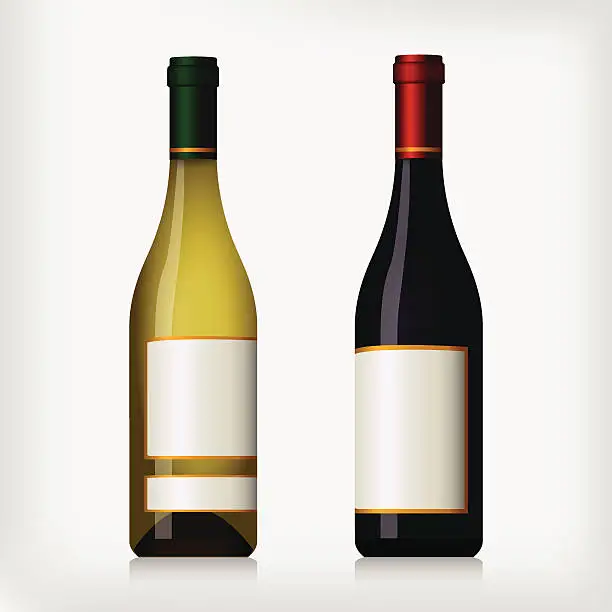 Vector illustration of Wine bottles - red and white wine