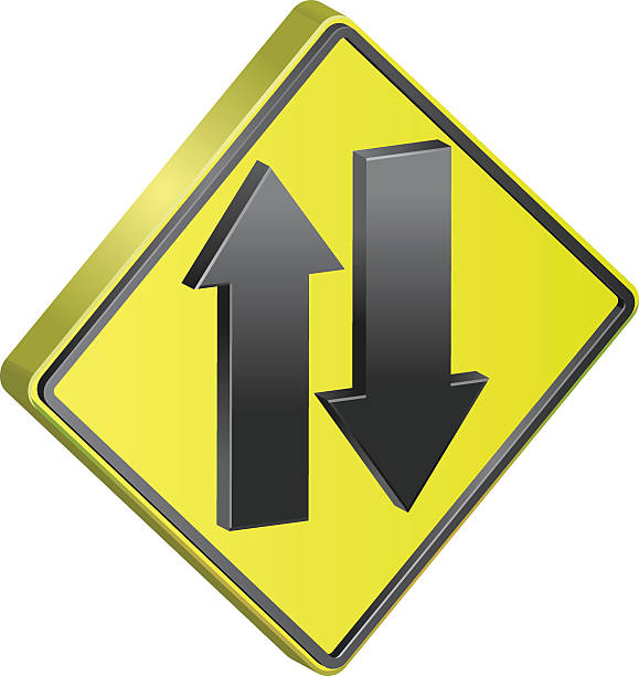 zwei wege lane access road sign - two lane highway stock-grafiken, -clipart, -cartoons und -symbole