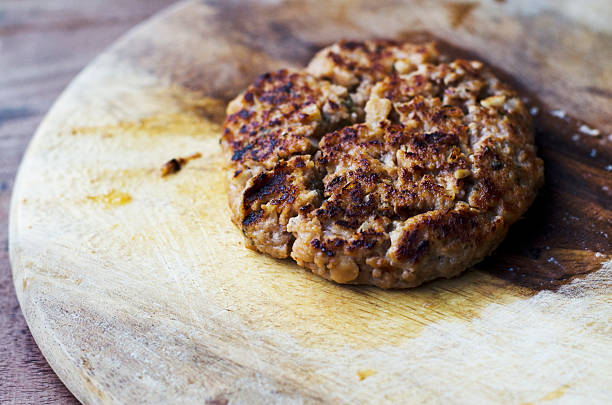 Close up for homemade pork burger stock photo