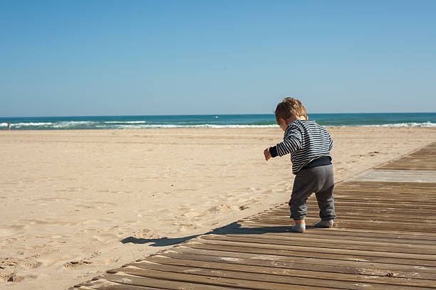 istock Rear view full shot baby boy in the beach 530411344