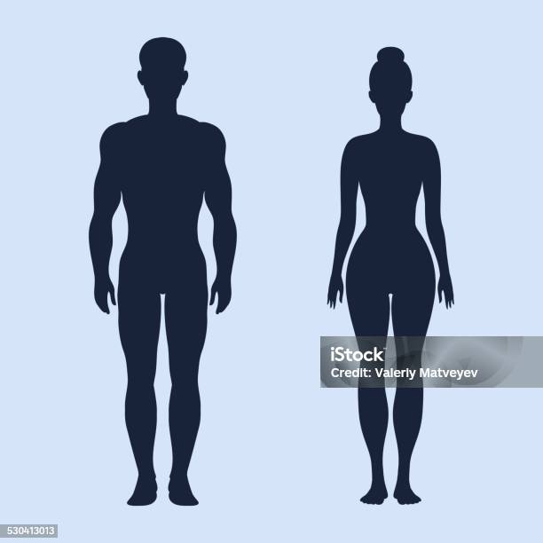 Man And Woman Standing Vector Silhouettes Stock Illustration - Download Image Now - Female Likeness, Male Likeness, In Silhouette