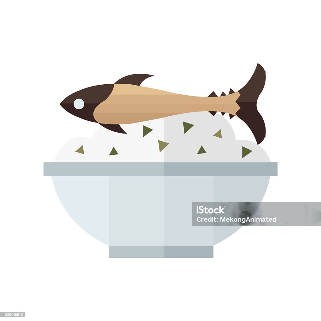 Fish Rice Cartoon Rice With Brown Fish Vector Stock Illustration - Download Image Now ...