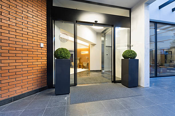 Modern elegant building entrance stock photo