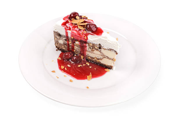 istock Slice of ice cream cake with jam isolated 530417050