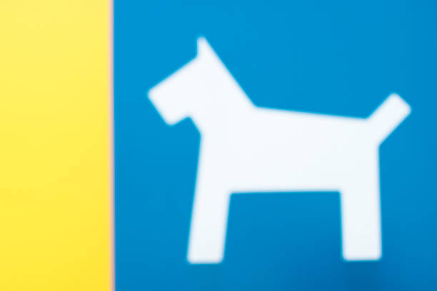 Blue, dog, white, sign, yellow
