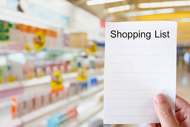 istock hand hold white paper over supermarket background 530421346