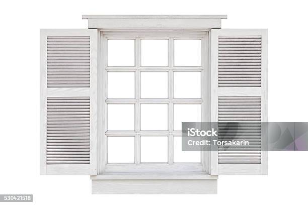 Wood Window Frame Isolated On White Background Stock Photo - Download Image Now - Building Exterior, Business Finance and Industry, Construction Frame